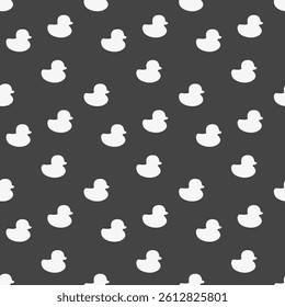 Little duck seamless pattern. Bath bird on black background. Simple illustration print. Vector