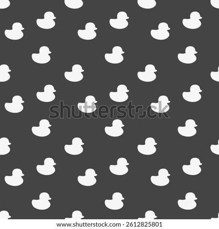Little duck seamless pattern. Bath bird on black background. Simple illustration print. Vector