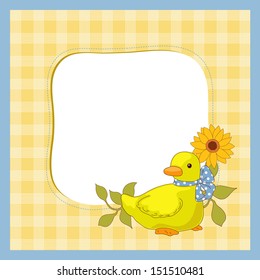 Little duck and sunflower
