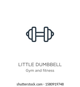 Little dumbbell icon. Thin linear little dumbbell outline icon isolated on white background from gym and fitness collection. Line vector sign, symbol for web and mobile