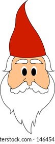 Little dwarf with red hat, illustration, vector on white background.