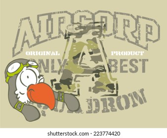 little eagle aircraft pilot cartoon-Print for kids wear in custom colors 