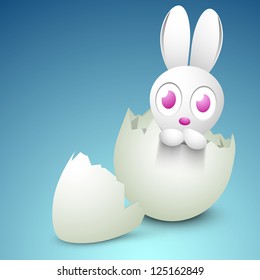 Little Easter Bunny coming out from egg. EPS 10.