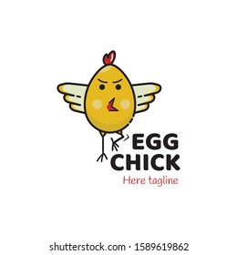 Little egg chick with cute style for modern fast food logo, burn or fried chicken logo