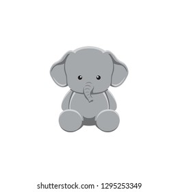 Little elephant cartoon vector on white background