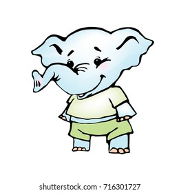 little elephant cheerful child character vector