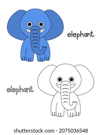 Little elephant coloring book  coloring book for preschool kids and easy educational game level  Simple linear design 