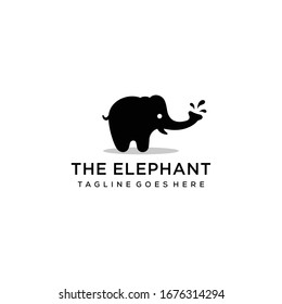 The little elephant form of line art that is spraying water looks very funny logo design.