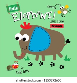 little elephant funny animal cartoon,vector illustration