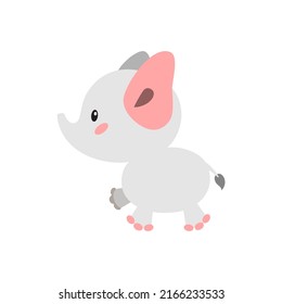 Little elephant icon. Cartoon illustration of a cute elephante isolated on a white background. Vector 10 EPS. 