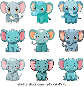 Pequeño elefante. Ilustración de estilo de dibujos animados. Animalitos de la fauna africana