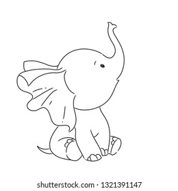 Little elephant - vector for coloring book