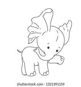 Little elephant - vector for coloring book