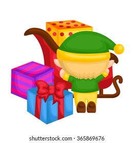 Little elf arrange the presents