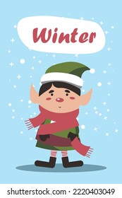Little Elf card. Winter calligraphy lettering design. Creative typography for holiday greeting. New year card EPS