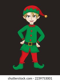 Little elf cartoon character vector elf mascot illustration