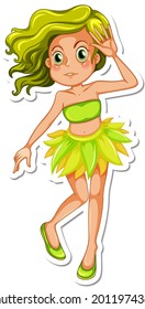 Little elf girl cartoon character sticker illustration