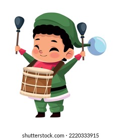 little elf playing drum character