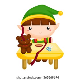 Little elf preparing the present