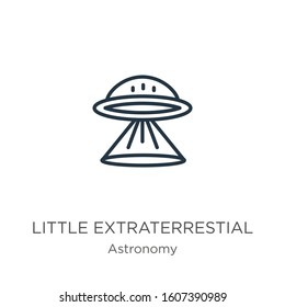 Little extraterrestial icon. Thin linear little extraterrestial outline icon isolated on white background from astronomy collection. Line vector sign, symbol for web and mobile