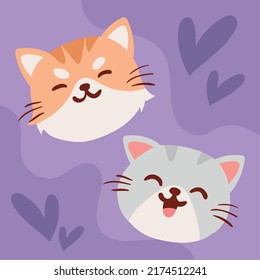little faces cats and hearts