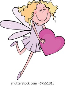 Little fairy with a big pink heart