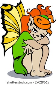 Little fairy with  butterfly wings. Cutting and Engraving file