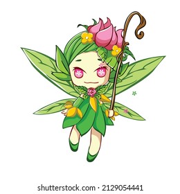 Little fairy cartoon character vector illustration