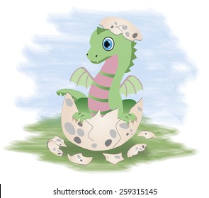 Little fairy dragon, vector illustration