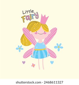 little fairy, with flowers surround, can be use to invitation cards