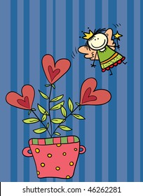 little fairy and flowers wing love plant vegetation nature flower kid female star vine child girl woman earth leaf performance lady scenery s heart rise fantasy mystery magic caricature eve flowery fa