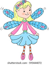 Little fairy girl  vector on white background