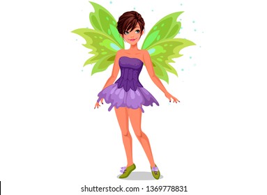 Little fairy with green wings