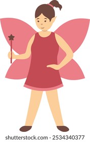 Little Fairy Illustration Isolated on White Background. Flat Vector Character.