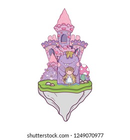 little fairy with monster in the castle