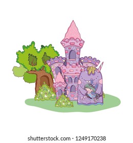 little fairy with monster in the castle