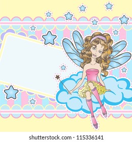 Little fairy sitting on the moon design template