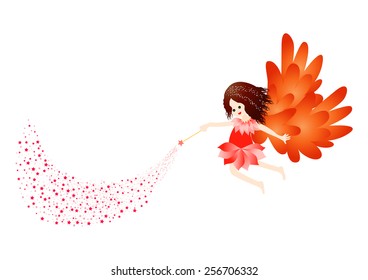 Little fairy-Cute little flying fairy with magic wand and stars 