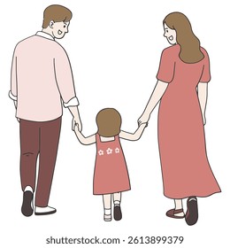 Little family art illustration vector 