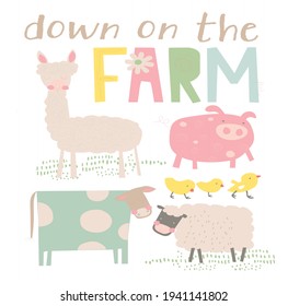 little farmer cute animal graphic