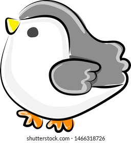 Little fat bird, illustration, vector on white background.