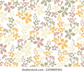 Little field buttercup flowers seamless pattern vector illustration. Ditsy cute motif. Shabby chic fabric print with flower racemes. Buttercups blossom spring print.