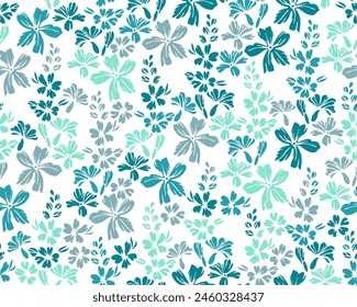 Little field forget-me-not flowers endless pattern vector design. Ditsy elegant motif. Shabby chic wallpaper print with flower inflorescences. Forget-me-nots bloom summer print.