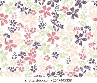 Little field forget-me-not flowers seamless ornament vector illustration. Ditsy retro motif. Rustic chic gift wrap print with flower inflorescences. Forget-me-nots blossom spring print.