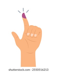 Little finger hand gesture after giving ballot stock illustration. General elections or Pemilu for the president and government of Indonesia. The finger dipped in purple ink. Stock illustration