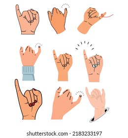 little finger making pinky sign set