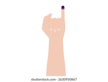 Little Finger with Purple Ink. Election in Indonesia. Election Concept. Vector Illustration.