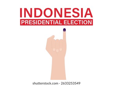 Little Finger with Purple Ink. Election in Indonesia. Election Concept. Vector Illustration.