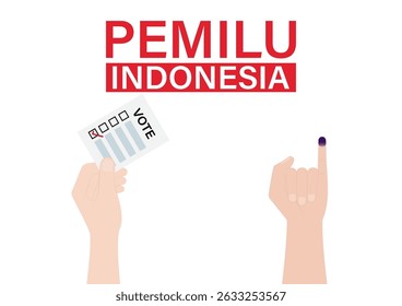 Little Finger with Purple Ink. Election in Indonesia. Election Concept. Vector Illustration.