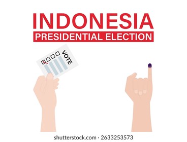 Little Finger with Purple Ink. Election in Indonesia. Election Concept. Vector Illustration.